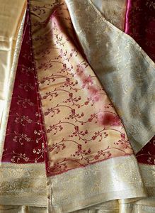 Meroon color Banarasi Gajji satin Wedding Silk sar