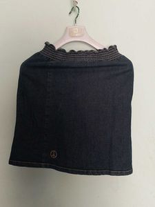 Denim Mini Skirt with Peace Symbol