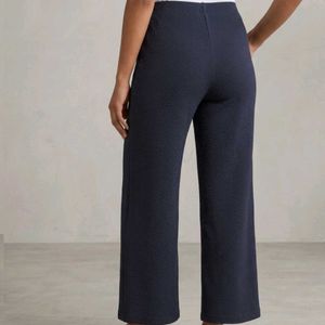 Black Textured Wide Leg Pants