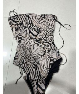 Animal Print Backless Bodysuit