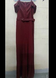 Elegant Maroon Jumpsuit with Belt