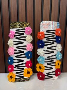 Crochet Flower Hair Clips Set (Set of 6)