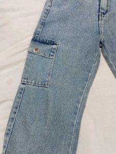 Light Wash denim Cargo Jeans