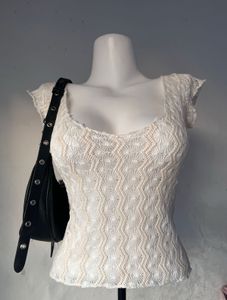 White Lace Cap Sleeve Top
