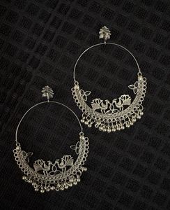 Navratri Oxidized peacock Hoop Earrings