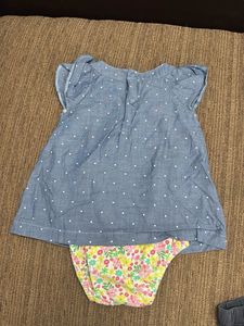 Cute Baby Girl Denim Dress with Bloomers