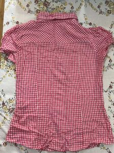 Cute Pink Gingham Button-Up Shirt