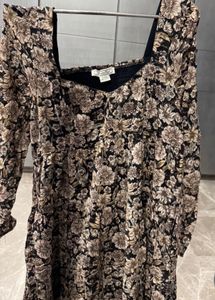 Floral Print Square Neck Dress