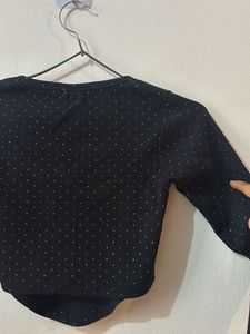 Zara Ribbed Dot Long Sleeve Top