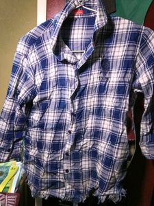 Men's Blue Plaid Long Sleeve Shirt
