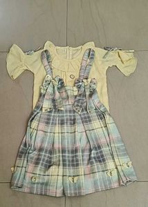 Cute Girls' Plaid Pinafore Dress Set (size 30)