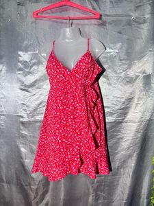 Red Floral Wrap Dress