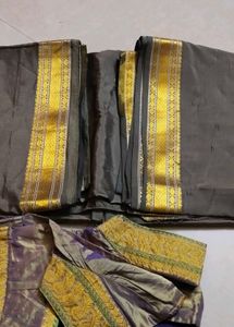 Elegant Grey &amp; Gold Saree