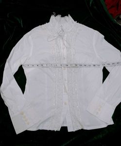 Elegant White Ruffle Blouse