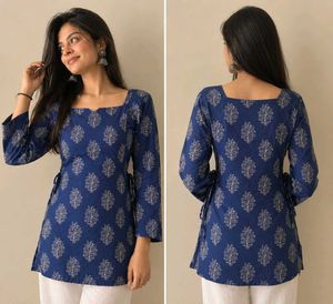 Blue Ethnic Print Kurta Top