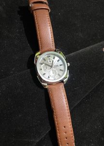 Classic Brown Leather Strap Watch