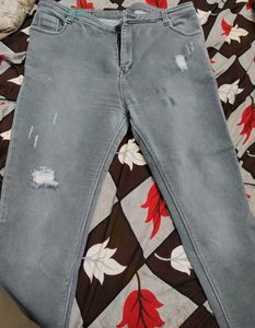 Grey Distressed Denim Jeans
