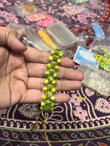 Green &amp; Yellow Beaded marble coloured Bracelet