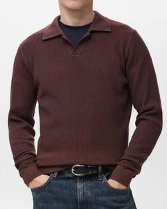 Men's Burgundy Textured Polo Shirt