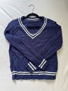 Navy Blue Cable Knit Sweater