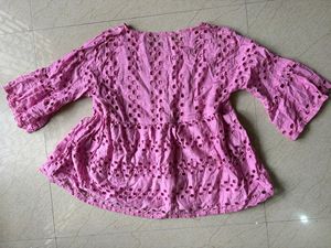 Pink Eyelet Mini Dress