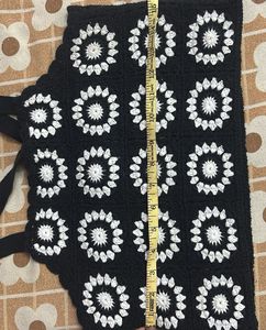 Crocheted Black &amp; White Floral Top