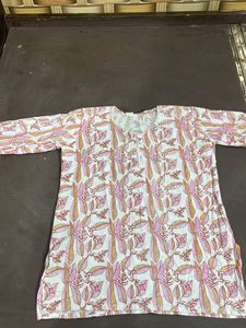 Pretty Pink Leaf Print Kurta