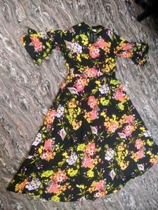 Flowy Floral Print Midi Dress