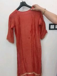 Elegant Red Kurta with Gold Embroidery