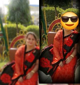 Orange Saree with Black Border in barso💃💃🎉🎉