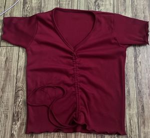 Chic Ruched V-Neck Top