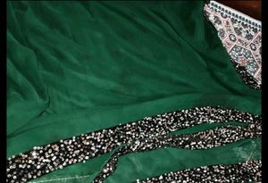 Emerald Green Sequin Saree