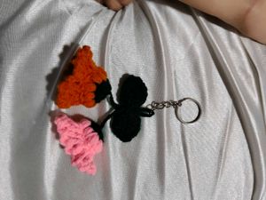 Handmade Crochet Floral Keychain