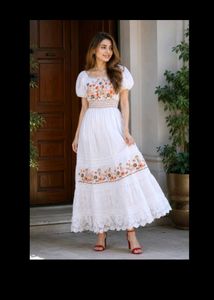 Boho White Embroidered Maxi Dress
