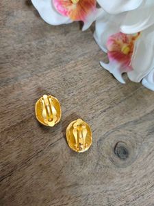 Vintage Golden Oval Earrings