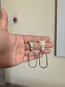 Unique Floral Triangle Dangle Earrings