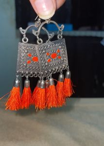 Boho Orange Tassel Earrings