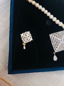 pure Hyderabad Pearl Necklace &amp; Earring Set