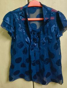 Blue Polka Dot Top
