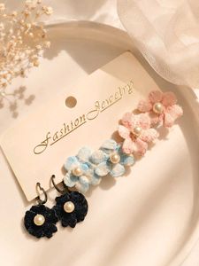 Flower Pearl Dangle Earrings Set of 3