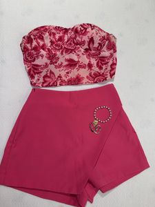 Chic Pink Skort & Floral Top Set