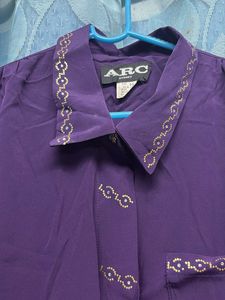 purple shirt collar kaftan
