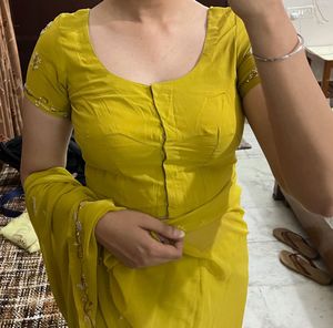 Elegant Yellow Embroidered Saree