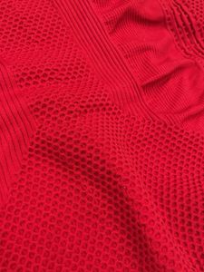 Red One-Shoulder Textured Tank Top