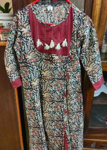 Off White And Maroon Printed Anarkali Kurta