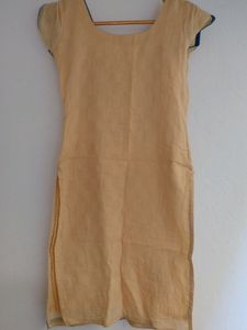 Straight Kurta With Dupatta, XS, Cream, Navy Blue