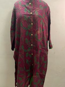 Maroon Kurta with Leaf Print