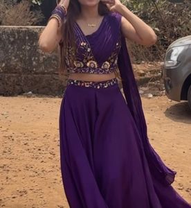 Stunning Purple Embroidered Lehenga Choli Set