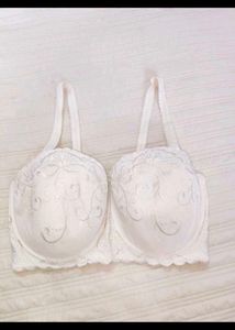 Elegant White Embroidered Bra