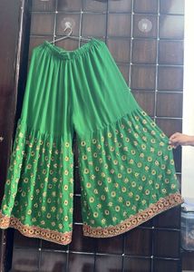 Green Embroidered Kurta Set with Sharara Pants